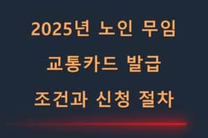 2025년 노인 무임 교통카드 발급 조건과 신청 절차