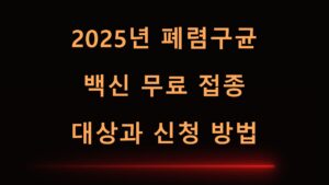 2025년폐렴구균백신무료접종대상과신청방법
